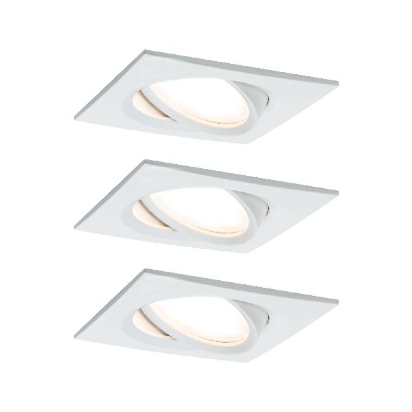 Kit enc Nova Plus Coin gra carré orient LED 3x6W 470lm 2700K Blc dépoli/alu