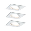 Kit enc Nova Plus Coin gra carré orient LED 3x6W 470lm 2700K Blc dépoli/alu