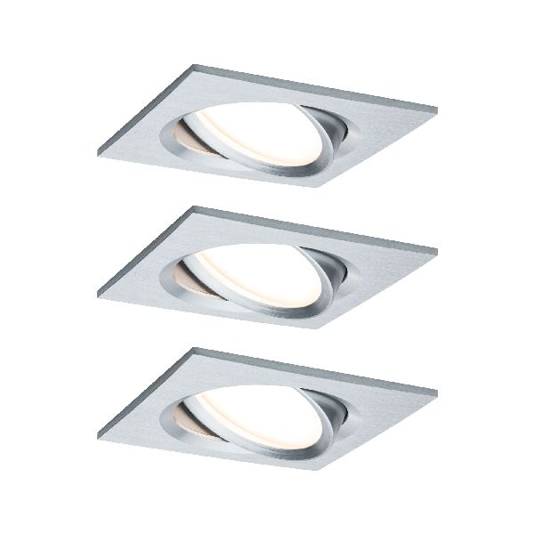 Kit enc Nova Plus Coin gra carré orient LED 3x6W 470lm 2700K alu/alu