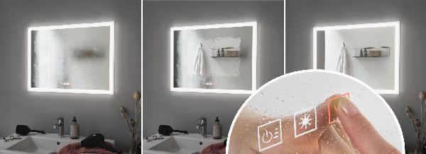 Applique HomeSpa Mirra carré IP44 LED WhiteSw 22W 600x800mm Mir/Bc 230V Mét/Ac