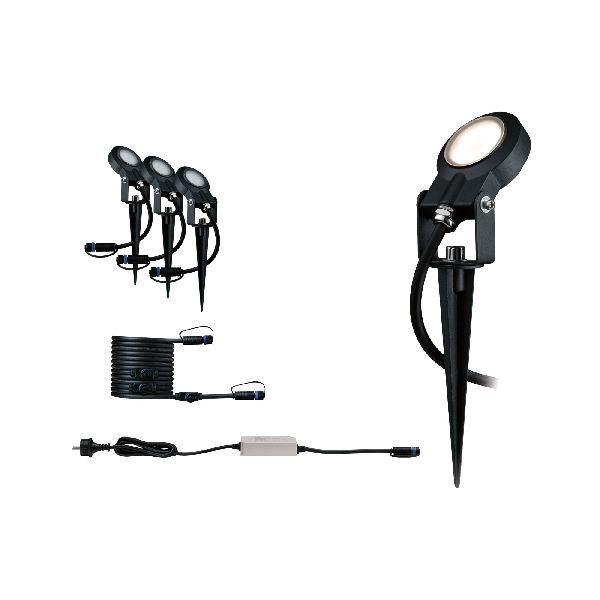 Kit de base spot sting Plug &amp; Shine ext IP67 3000K 3x6W 24V gradable