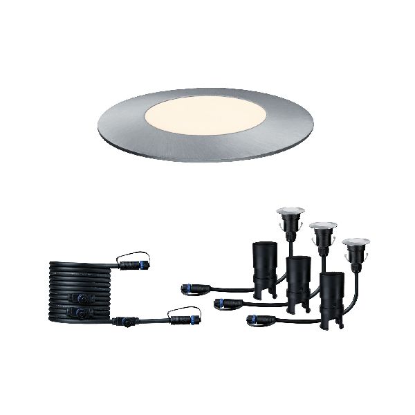 Outdoor Plug &amp; Shine kit encastrés sol IP67 3000K 3x2,5W 24V 55mm Arg inox Plas