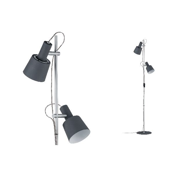 Neordic Haldar lampadaire max2x20W E14 Gris foncé Mat 230V Métal