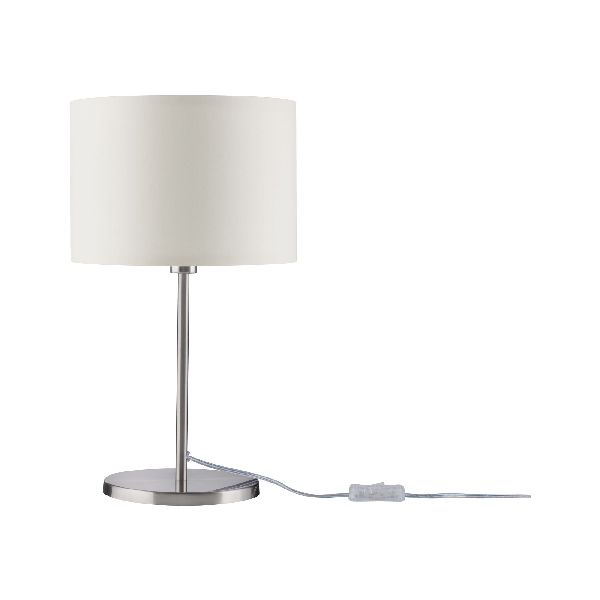 Lampe à poser Tessa max 1x40W E14 Crème Acier brossé 230 V, métal/tissu