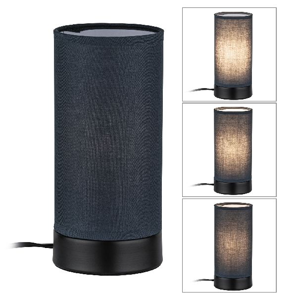 Lampe à poser Pia max.1x25W E14 Noir mat/Gris 230V Métal/tissu