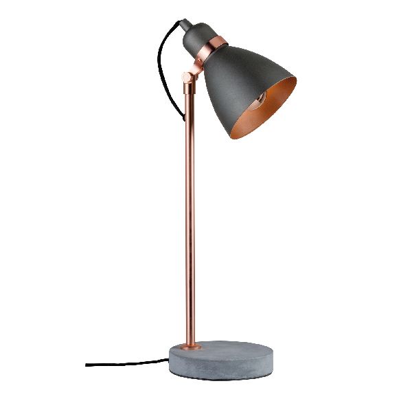 Neordic Orm lampe de table max 1x20W E27 Gris/Cuivre mat 230V Béton/Métal