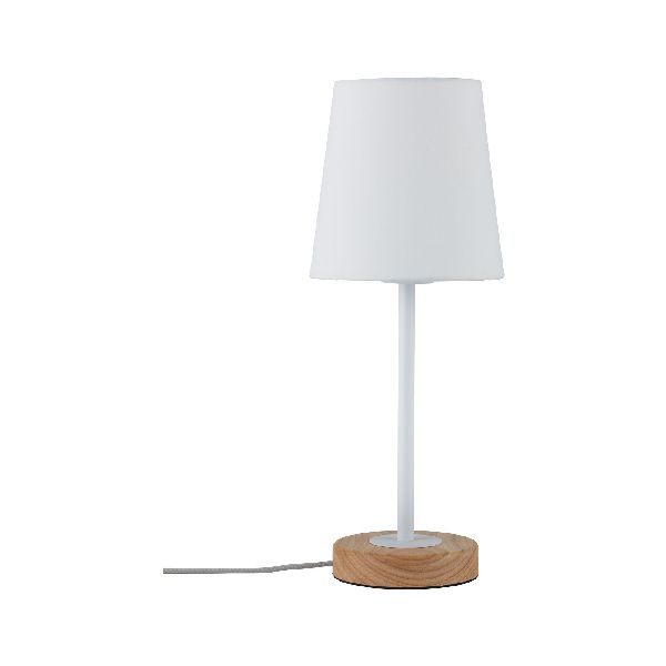 Lampe à poser Neordic Stellan max.1x20 W E27 blanc/bois 230 V tissu/métal/bois
