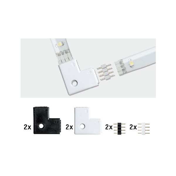 Function YourLED Edge-Connector 90° kit de 4 blanc noir