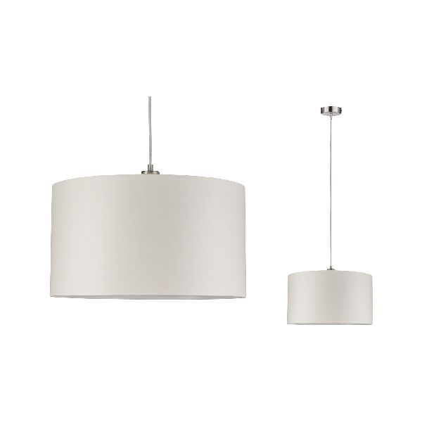 Suspension Tessa max 1x60W E27 Crème Acier brossé 230 V, métal/tissu