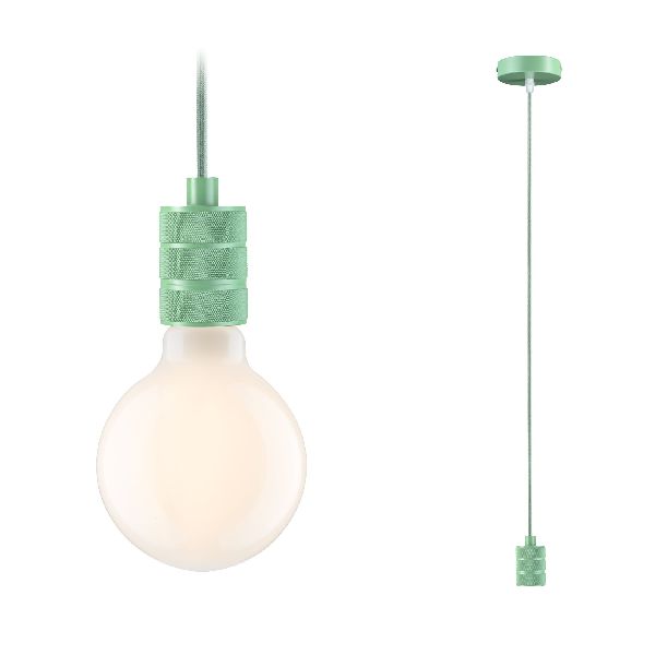 Suspension Tilla Neordic max1x60W E27 vert clair 230V tissu/mét