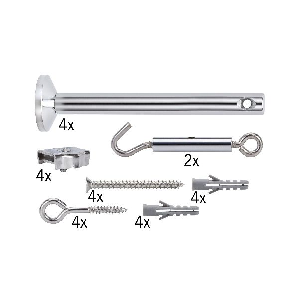 Système Câble Light&amp;Easy Kit de traction 4 renvois d´angle 165mm Chrome Métal