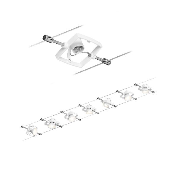 Ens.Wire System TECH max 7x10W GU5,3 Blanc 230/12V 80VA Métal/plastique