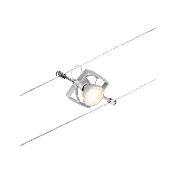 Wire spot MacII max1x10W GU5,3 Chrome mat/Chrome 12V CC 60VA plastique/Métal