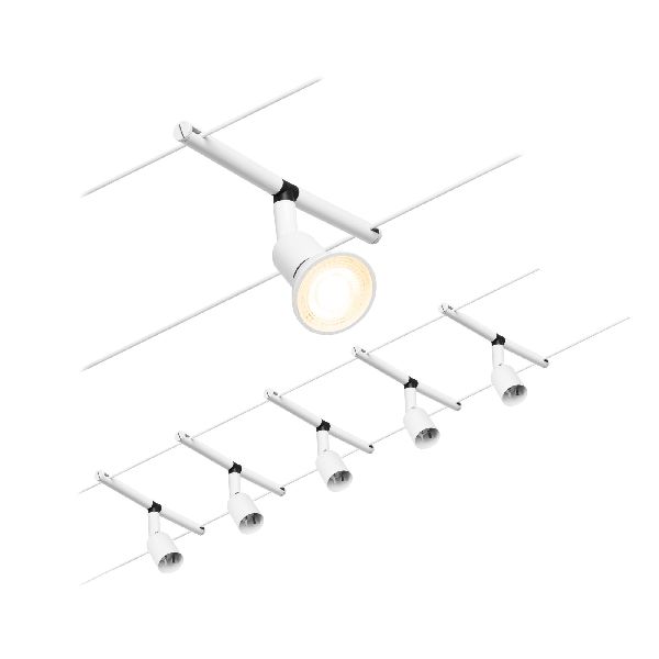 Kit Wire Salt max5x10W GU5,3 Blanc mat/Chrome 12V CC 60VA plastique/Métal