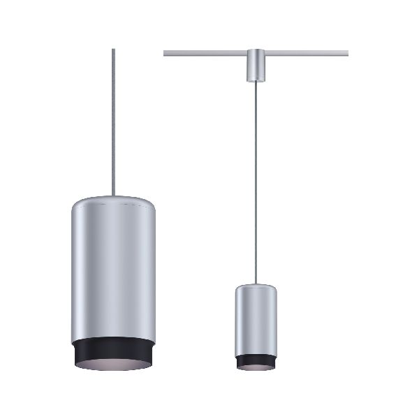 Pendant URail Corus max.1x50W E27 Chrome dépoli 230V Métal/plastique