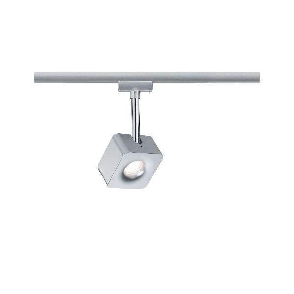 Spot Cube URail 1x8W Chrome mat/Chrome 230V Métal/Plastique dimmable