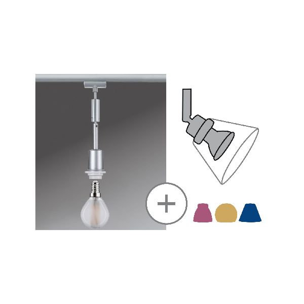 URail Susp DecoSystems max1x20W E14 chr dépoli 230V Métal/plastique câble tissé