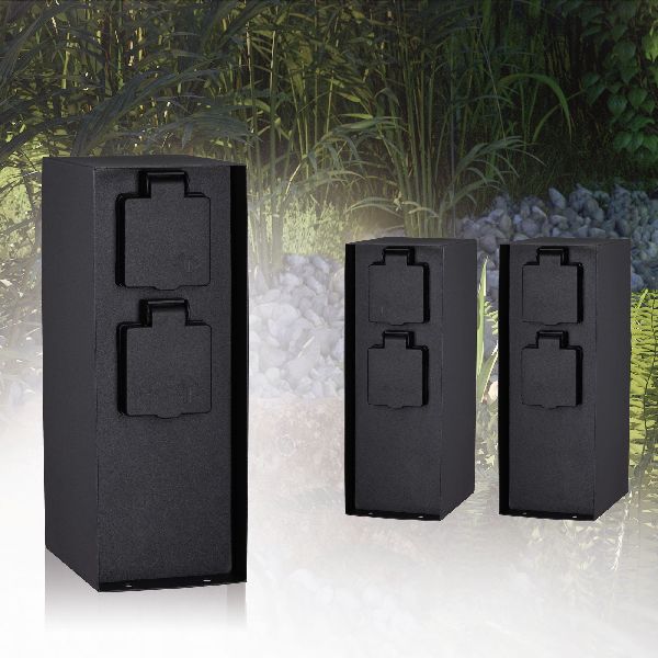 RIO Colonne prises extérieur 230 V x 4 IP44 Acier inoxydable anthracite