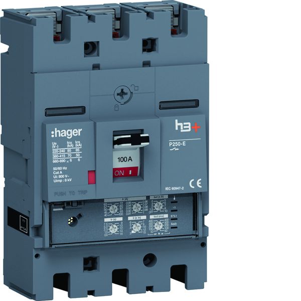 Disjoncteur Boitier Moulé h3+ P250 LSI 3P In100A Icu70kA à plage HET100JR