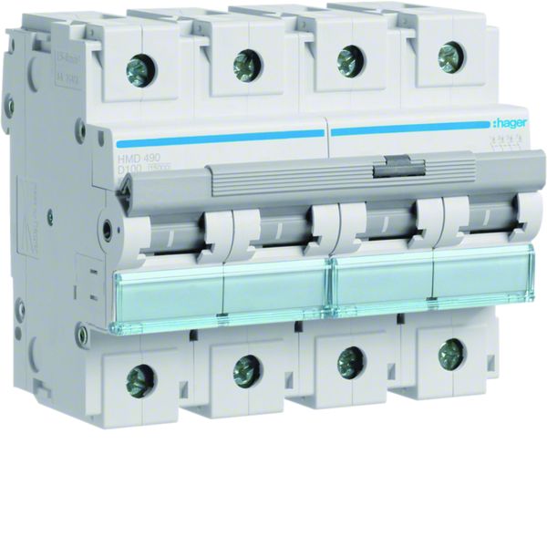 Disjoncteur 100A 4P 15kA Courbe D 6modules HMD490
