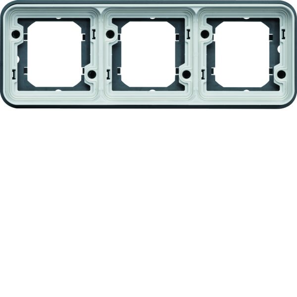 Support triple étanche Cubyko pour montage encastré horizontal, IP55, Gris WNA403