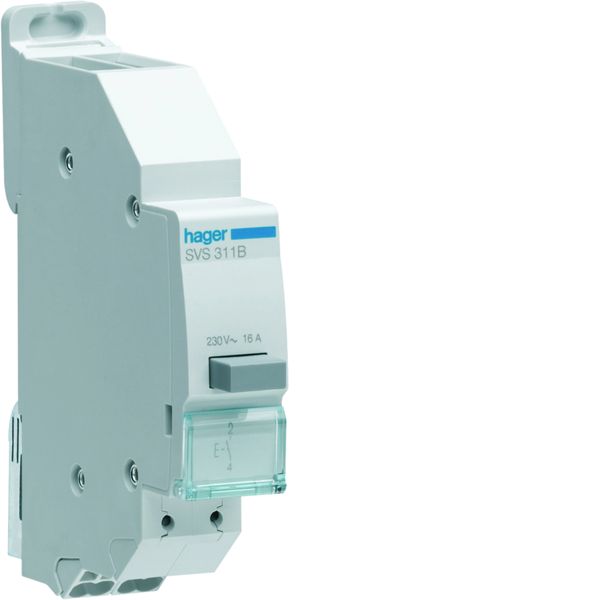Bouton poussoir à impulsion 0O+1F 16A 1 module quickconnect passage de barre SVS311B