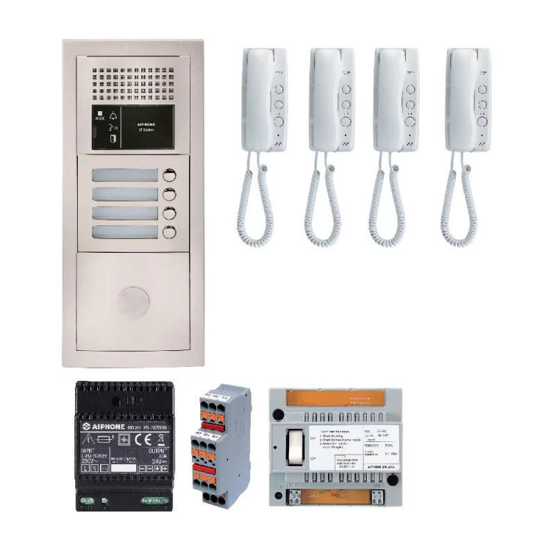 [AIP-GTBA4E] Aiphone Pack Interphone Encastré Avec 4 Combinés - Gtba4E