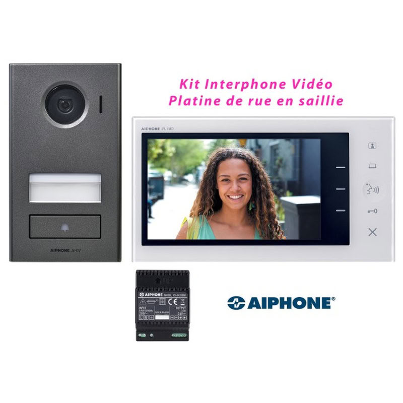 [AIP-JVS1V] Aiphone Kit Visiophone 7" En Saillie 2 Fils Avec Mémoire D'Images - Jvs1V