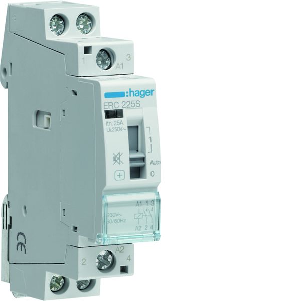 Contacteur Silencieux à commande manuelle 25A, 2F, 230V 1 module ERC225S