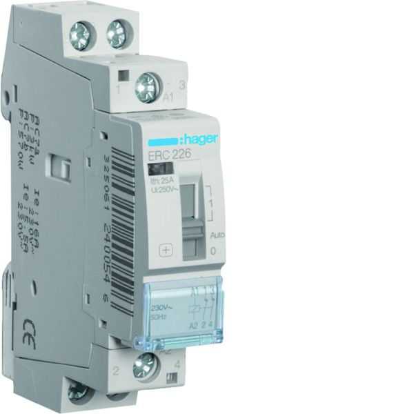 Contacteur à commande manuelle 25A, 2O, 230V 1 module ERC226