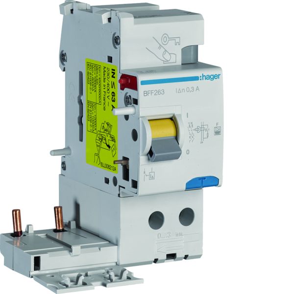 Bloc différentiel 63A 300mA 2P type F à bornes alignées BFF263