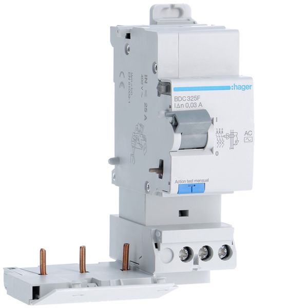 Bloc différentiel 25A 30mA 3P type AC à bornes décalées BDC325F