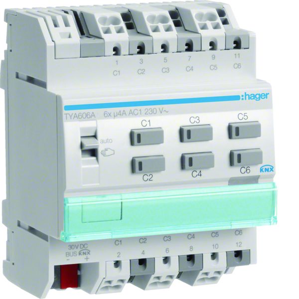 Actionneur KNX 6 sorties 4A/230V configuration Mode ETS uniquement TYA606A