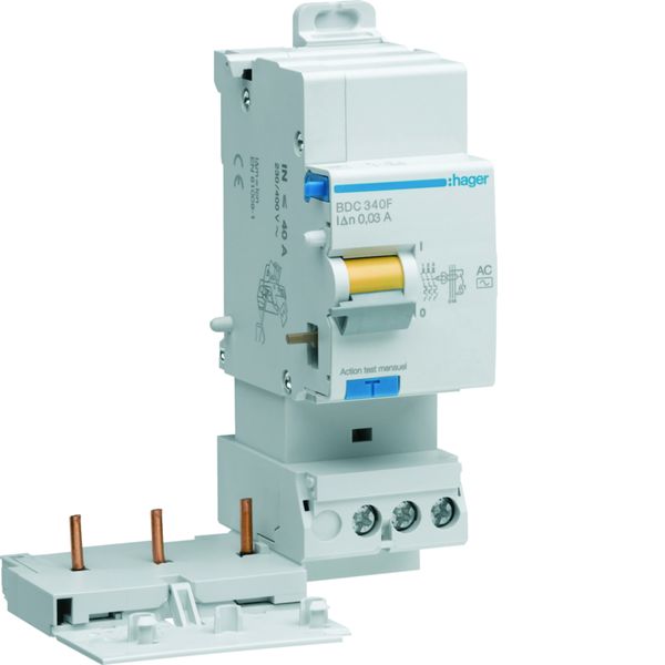 Bloc différentiel 40A 30mA 3P type AC à bornes décalées BDC340F