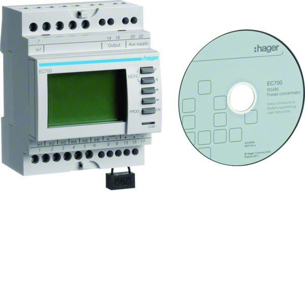 Passerelle de comptage impulsionnel 7 voies Modbus RS485 EC700