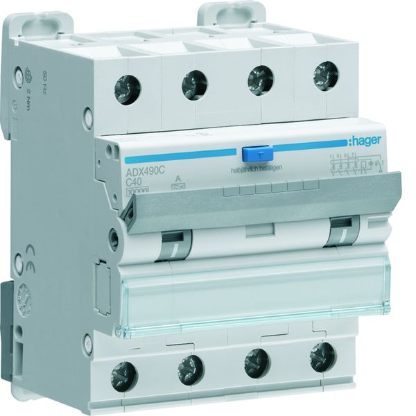 Disjoncteur différentiel 40A 4P 6kA Courbe C 30mA type A 4 modules ADX490C