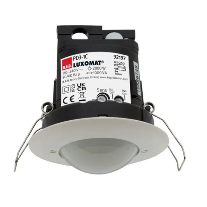 Detecteur Infra Rouge 1 CANAL 360° 1000W Encastre Blanc