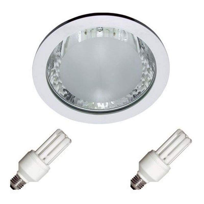Kit Fluocompacte 2X E27 Encastré Inox 230V Sans Lampes