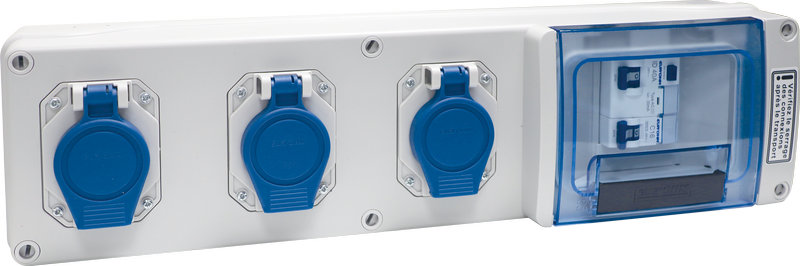 Coffret de chantier mono 3 prises simplifié - 1 disj diff. 16A + 3 prises 2P+T