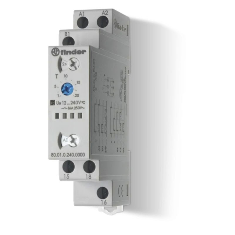[FIN-800102400000] Relais tempo 6 Fonctions Multitension 1RT 16A 12-240V AC/DC, de 0,1s à 24h