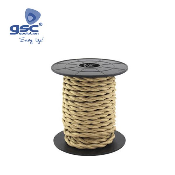 [GC-003902981] Câble textile 10M (2x0,75mm) tressé brun clair | 003902981