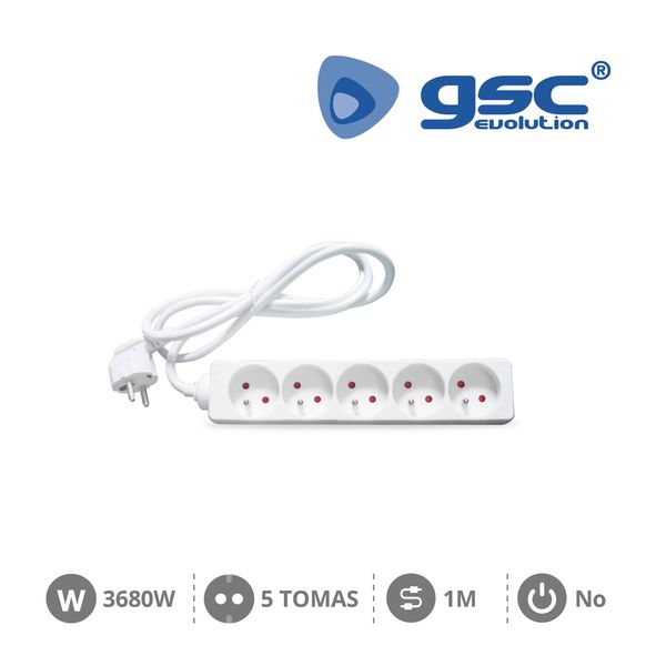 [GC-100025004] Multiprise 5P (3x1.0mm) 1M Blanche | 100025004