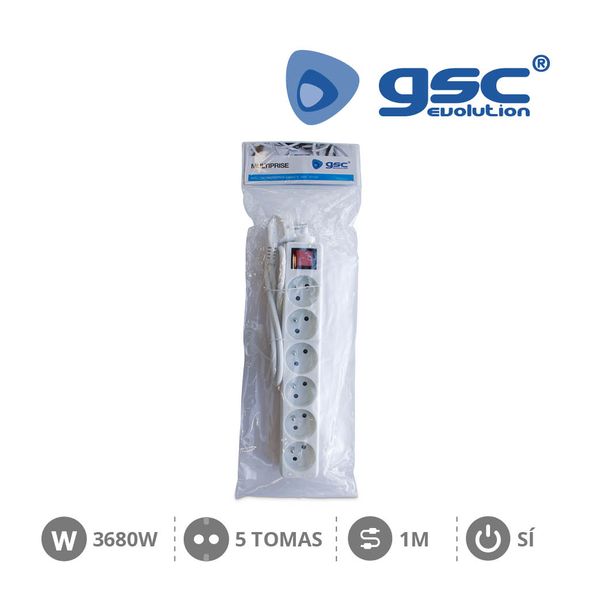 [GC-100025007] Multiprise 6P + Int (3x1.0mm) 1M Blanche | 100025007