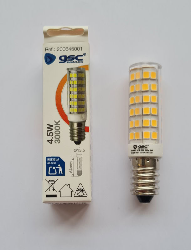Ampoule LED tubulaire 4,5W E14 3000K 1
