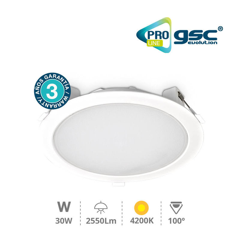 Downlight rond blanc 30w 3280lm 4200K D230mm