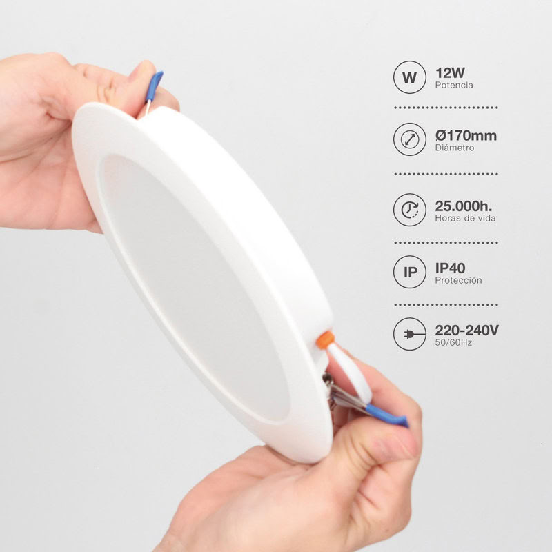 Downlight LED encastrable rond blanc 12W 4000K
