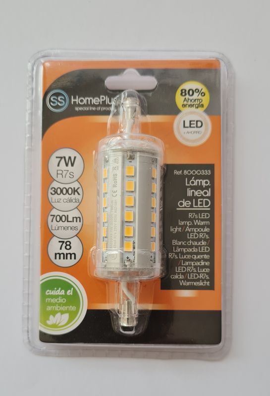 Ampoule r7s led 7w 3000k 700lm 360d 230v 78x20mm