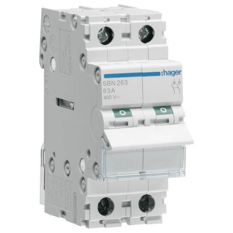 Interrupteur sectionneur 63A 2P 2 modules SBN263