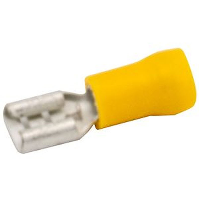 [KLA-750E] Fiche Femelle Jaune Pour Languette Plate De 6.3 X 0.8Mm, Section: 4 À 6,0Mm2