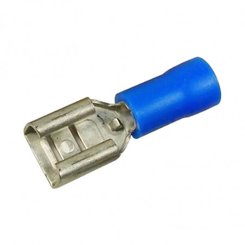 Fiche Plate Mâle Isolée Bleue Pour Languette 6,3X0,8Mm. Section: 1,5 À2,5Mm2